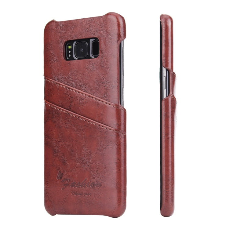 Fierre Shann Retro Oil Wax Texture PU Leather Case for Galaxy S8, with Card Slots