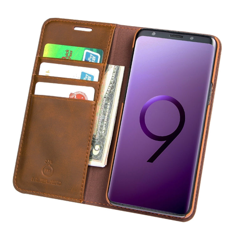 MUSUBO H3 Crazy Horse Texture Horizontal Flip PU Leather Case for Galaxy S9+, with Holder & Card Slots & Wallet