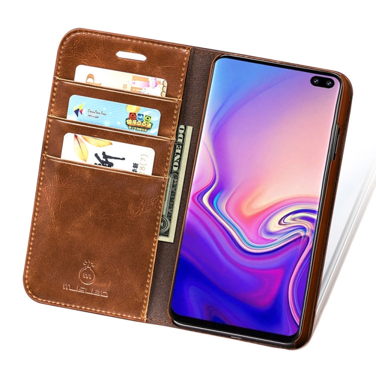 MUSUBO H3 Crazy Horse Texture Horizontal Flip PU Leather Case for Galaxy S10e, with Holder & Card Slots & Wallet