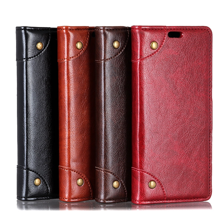 Copper Buckle Nappa Texture Horizontal Flip Leather Case for Galaxy J6+, with Holder & Card Slots & Wallet