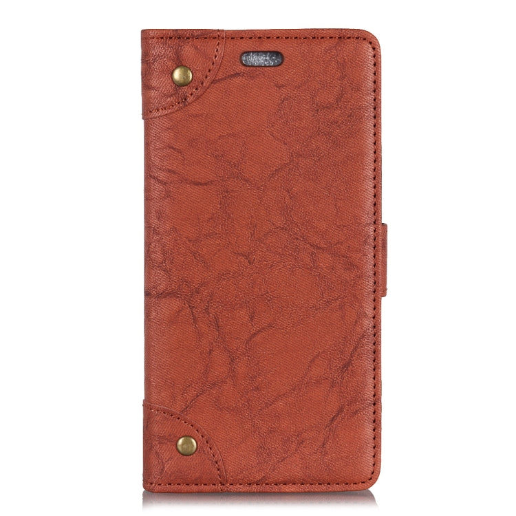 Copper Buckle Retro Crazy Horse Texture Horizontal Flip Leather Case for Galaxy J6+, with Holder & Card Slots & Wallet