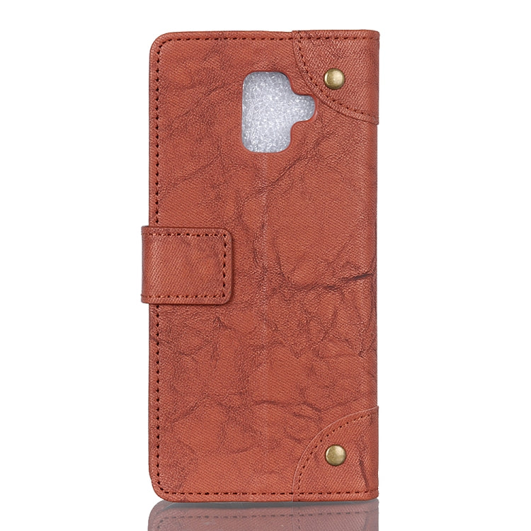 Copper Buckle Retro Crazy Horse Texture Horizontal Flip Leather Case for Galaxy J6+, with Holder & Card Slots & Wallet