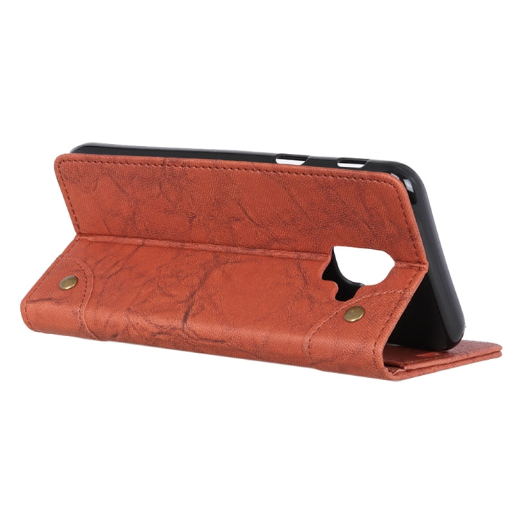 Copper Buckle Retro Crazy Horse Texture Horizontal Flip Leather Case for Galaxy J6+, with Holder & Card Slots & Wallet