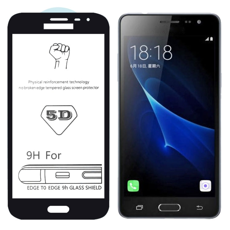 9H 5D Full Glue Full Screen Tempered Glass Film for Galaxy J3 Pro