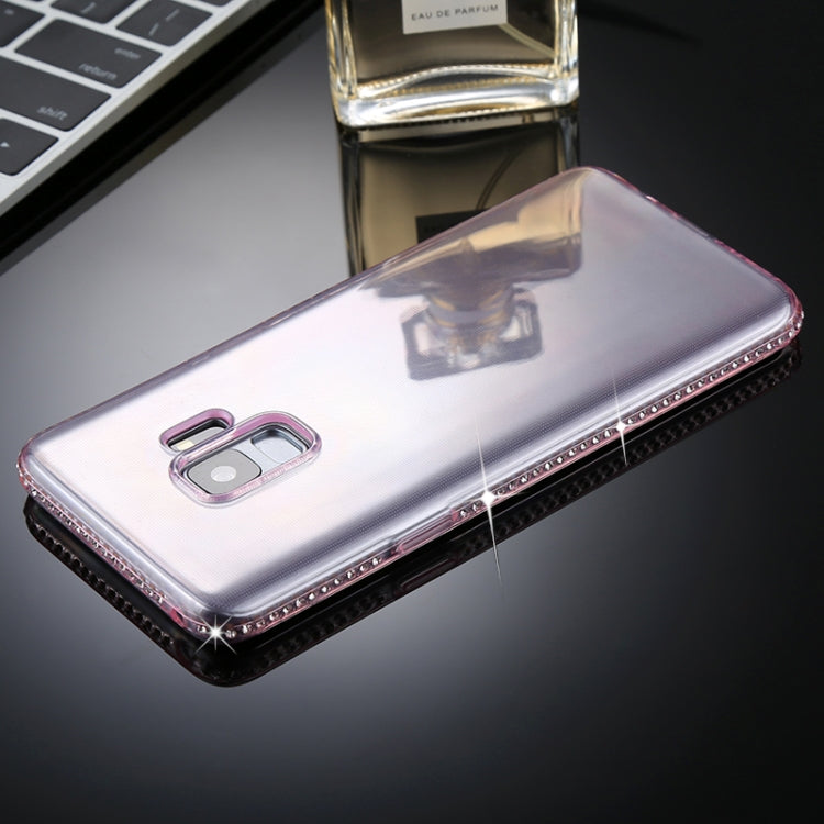 For Galaxy S9  Diamond Border TPU Transparent Protective Back Cover Case(Pink)