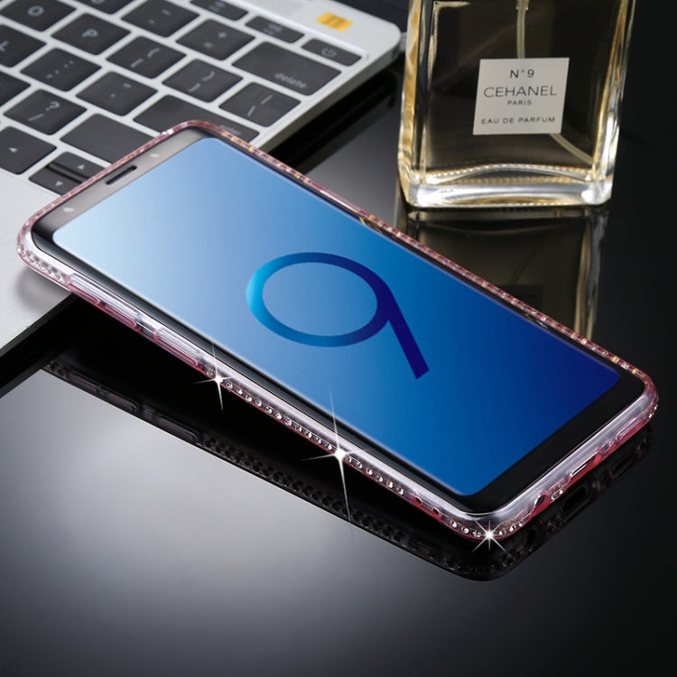 For Galaxy S9  Diamond Border TPU Transparent Protective Back Cover Case(Pink)