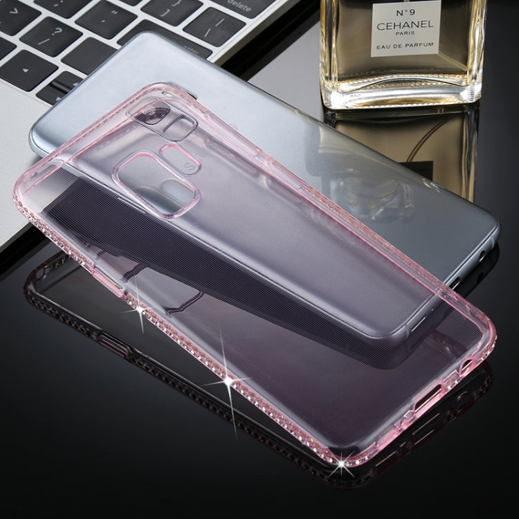 For Galaxy S9  Diamond Border TPU Transparent Protective Back Cover Case(Pink)