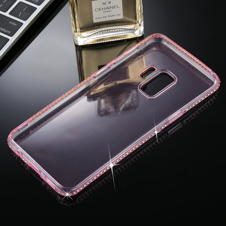 For Galaxy S9  Diamond Border TPU Transparent Protective Back Cover Case(Pink)