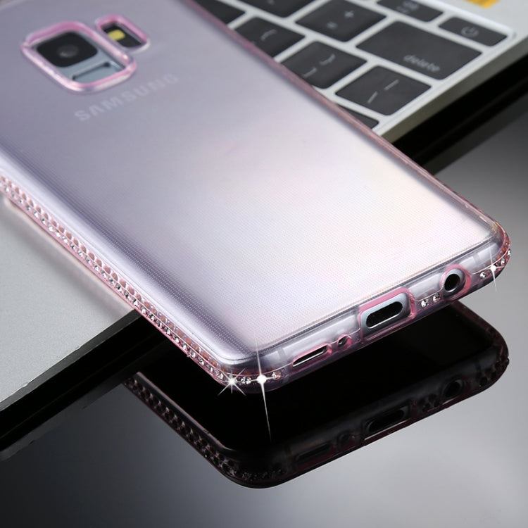 For Galaxy S9  Diamond Border TPU Transparent Protective Back Cover Case(Pink)