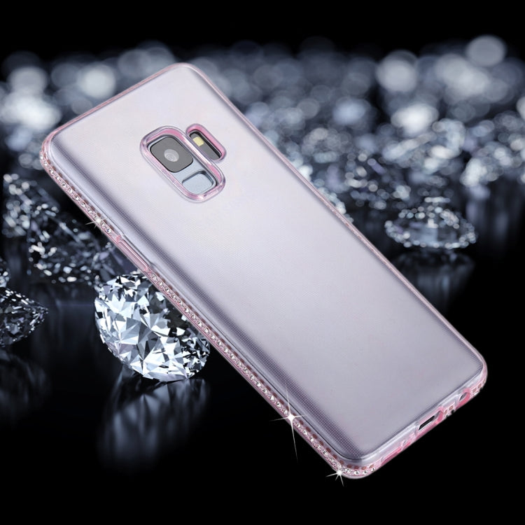 For Galaxy S9  Diamond Border TPU Transparent Protective Back Cover Case(Pink)