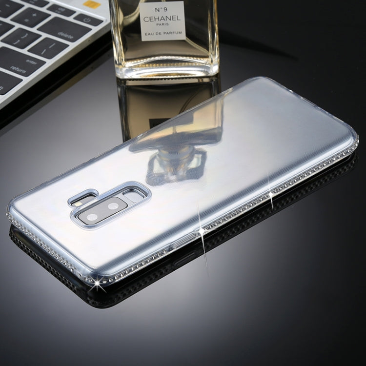 For Galaxy S9+ Diamond Border TPU Transparent Protective Back Cover Case(Transparent)