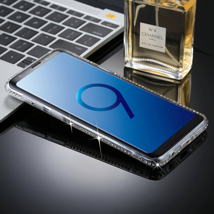 For Galaxy S9+ Diamond Border TPU Transparent Protective Back Cover Case(Transparent)