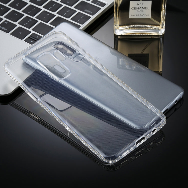 For Galaxy S9+ Diamond Border TPU Transparent Protective Back Cover Case(Transparent)