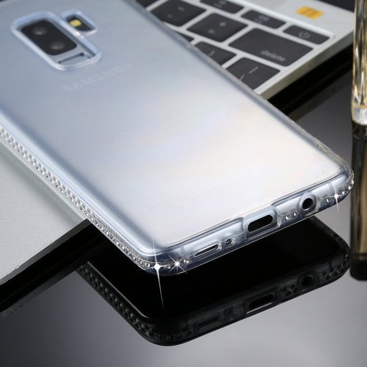 For Galaxy S9+ Diamond Border TPU Transparent Protective Back Cover Case(Transparent)
