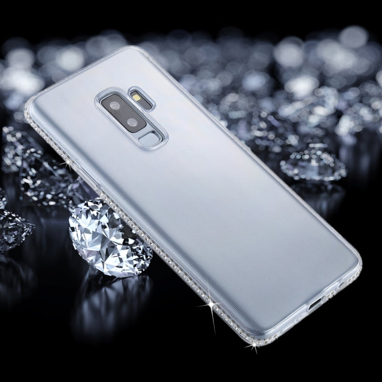 For Galaxy S9+ Diamond Border TPU Transparent Protective Back Cover Case(Transparent)
