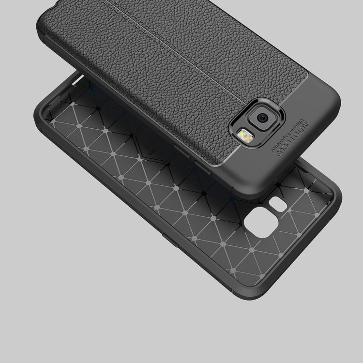 For Galaxy C7 Pro Litchi Texture Design Soft TPU Anti-skip Protective Cover Back Case