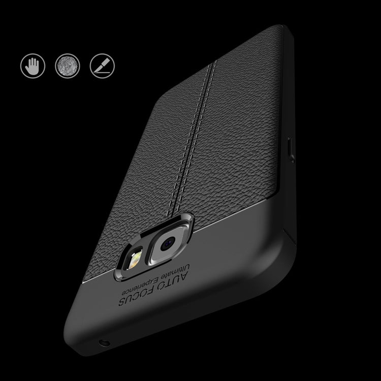 For Galaxy C7 Pro Litchi Texture Design Soft TPU Anti-skip Protective Cover Back Case
