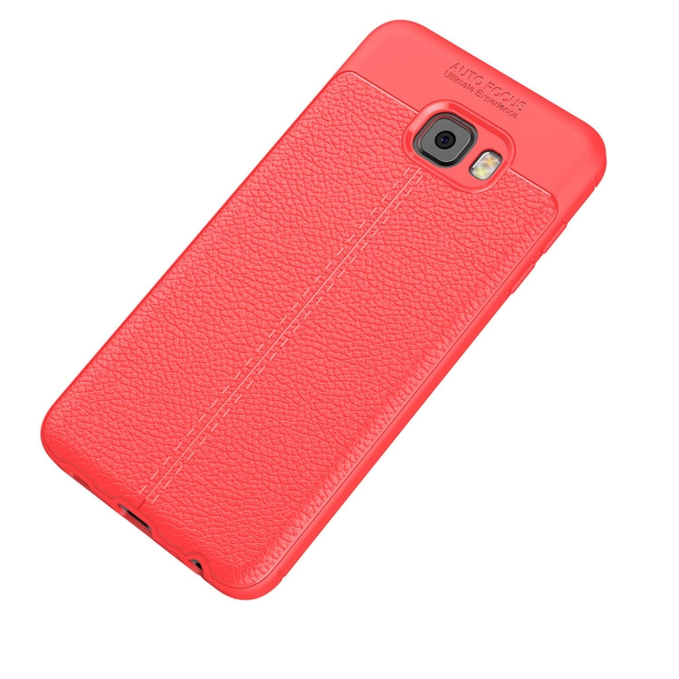 For Galaxy C7 Pro Litchi Texture Design Soft TPU Anti-skip Protective Cover Back Case