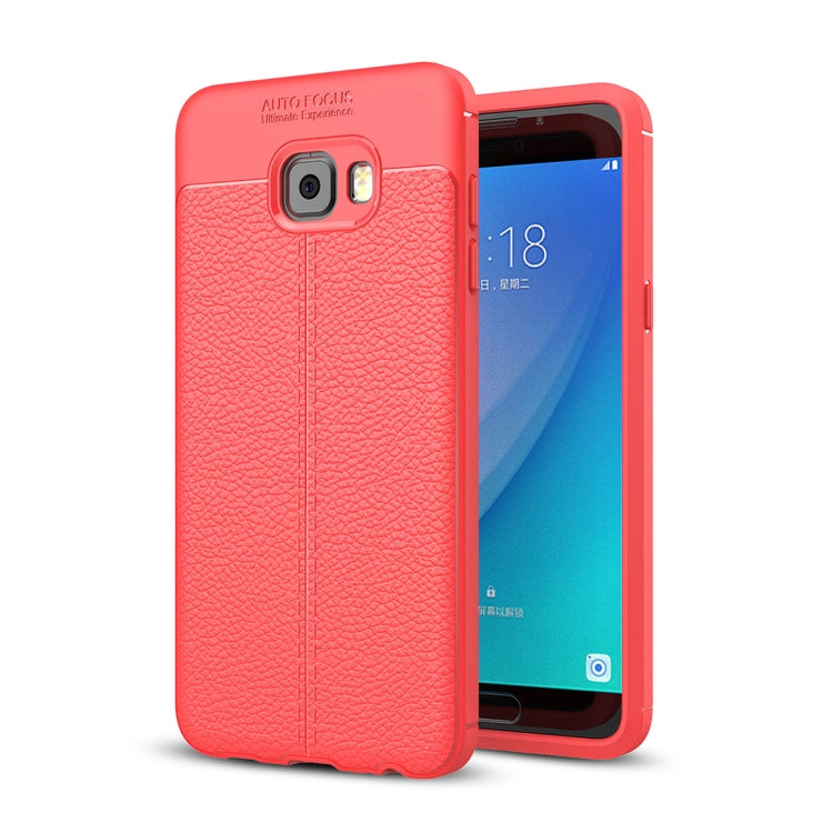 For Galaxy C7 Pro Litchi Texture Design Soft TPU Anti-skip Protective Cover Back Case