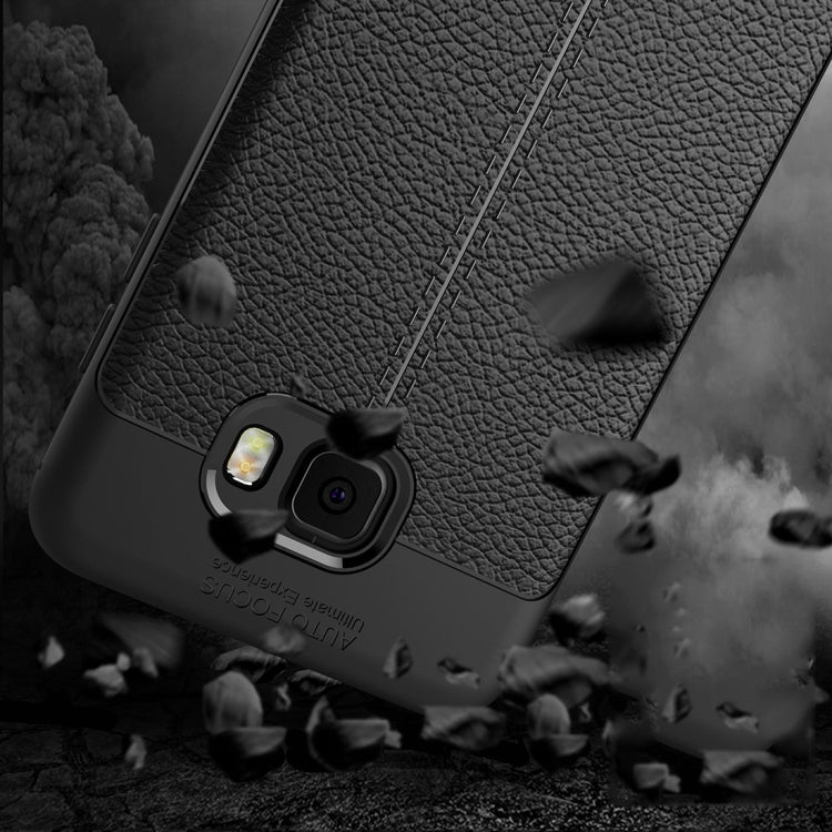For Galaxy C7 Pro Litchi Texture Design Soft TPU Anti-skip Protective Cover Back Case