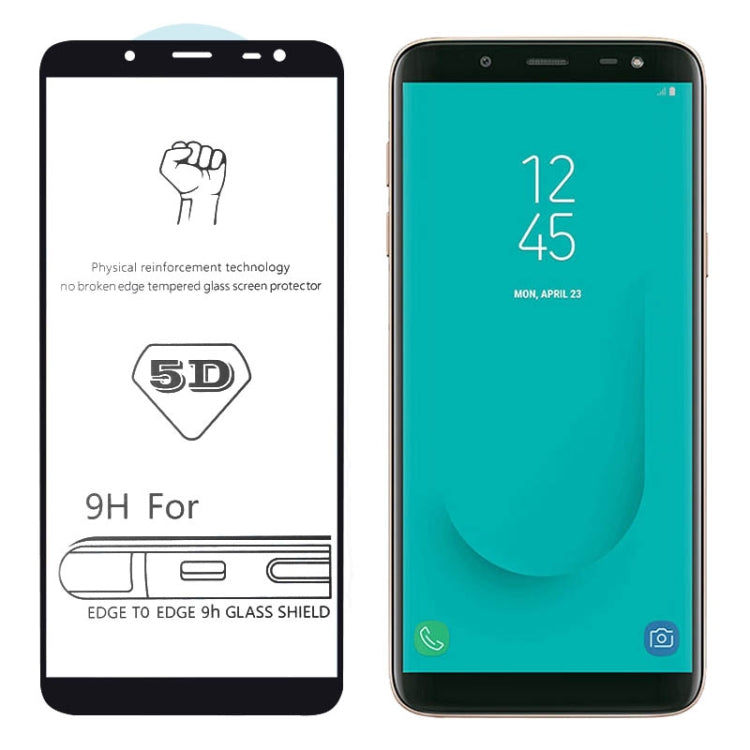 25 PCS 9H 5D Full Glue Full Screen Tempered Glass Film for Galaxy J6 (2018)