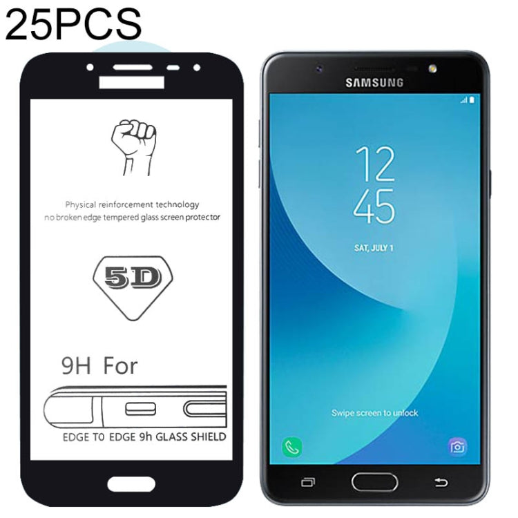 25 PCS 9H 5D Full Glue Full Screen Tempered Glass Film for Galaxy J7 Max
