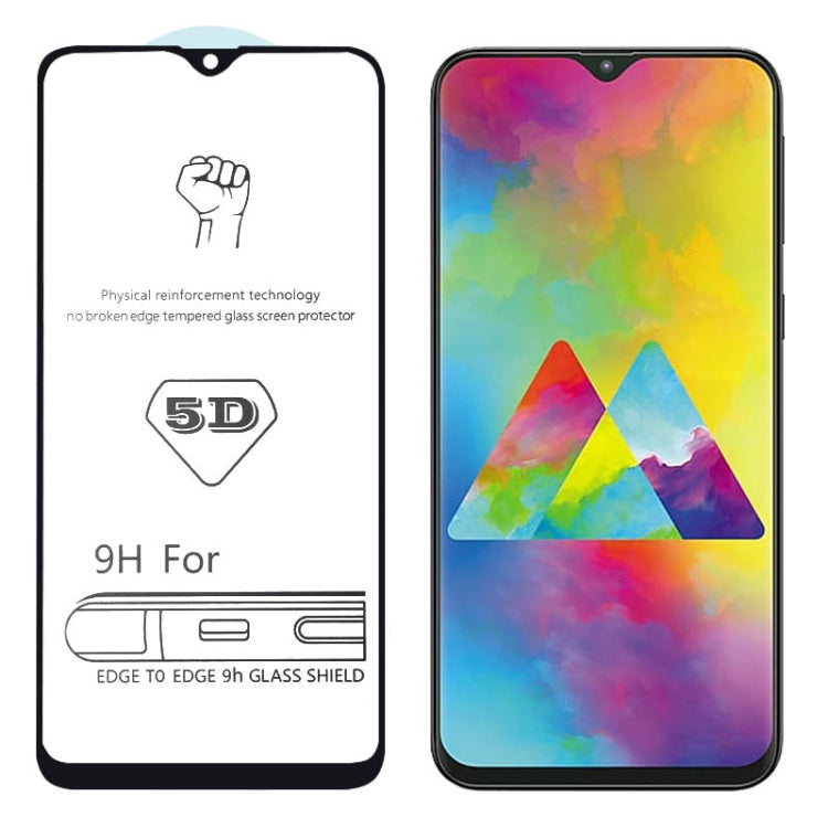 25 PCS 9H 5D Full Glue Full Screen Tempered Glass Film for Galaxy M20