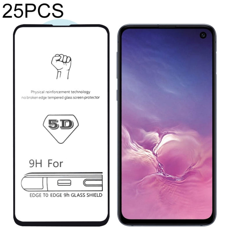 25 PCS 9H 5D Full Glue Full Screen Tempered Glass Film for Galaxy S10 E