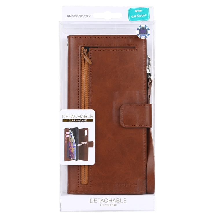 GOOSPERY DETACHABLE DIARY Horizontal Flip Leather Case with Holder & Card Slots & Zipper & Wallet for Galaxy Note 9