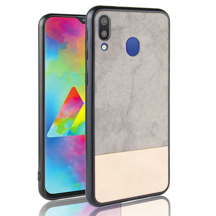 Shockproof Color Matching Denim PC + PU + TPU Case for Galaxy M20