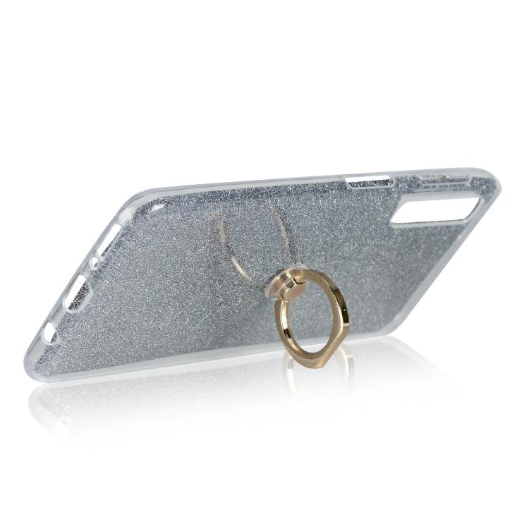 Glittery Powder Shockproof TPU Case for Galaxy A7 (2018), with 360 Degree Rotation Ring Holder