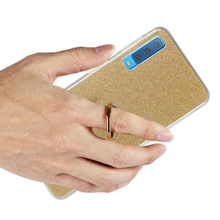 Glittery Powder Shockproof TPU Case for Galaxy A7 (2018), with 360 Degree Rotation Ring Holder