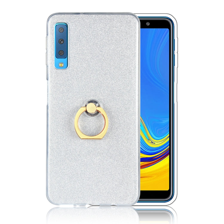 Glittery Powder Shockproof TPU Case for Galaxy A7 (2018), with 360 Degree Rotation Ring Holder