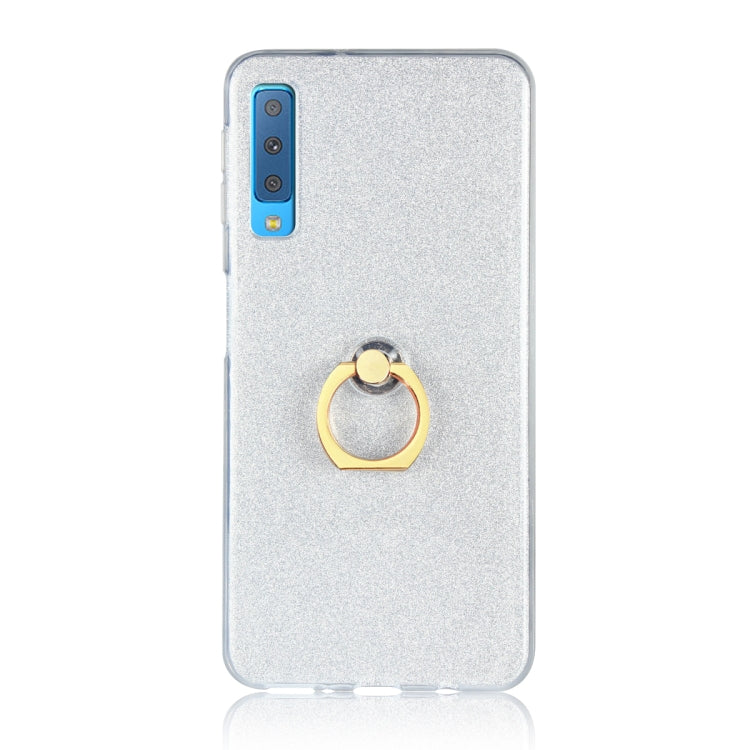 Glittery Powder Shockproof TPU Case for Galaxy A7 (2018), with 360 Degree Rotation Ring Holder
