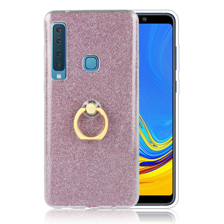 Glittery Powder Shockproof TPU Case for Galaxy A9 (2018) / A9s, with 360 Degree Rotation Ring Holder