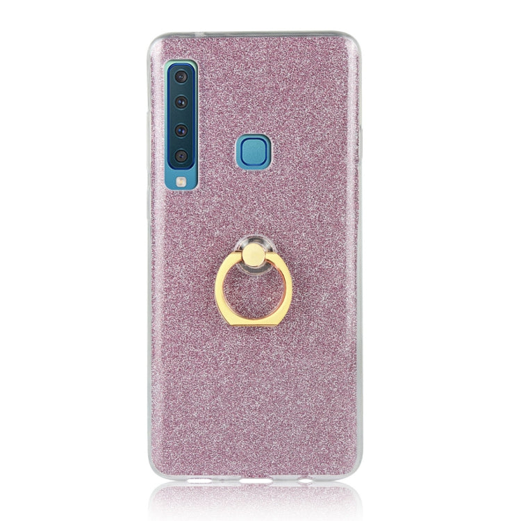 Glittery Powder Shockproof TPU Case for Galaxy A9 (2018) / A9s, with 360 Degree Rotation Ring Holder