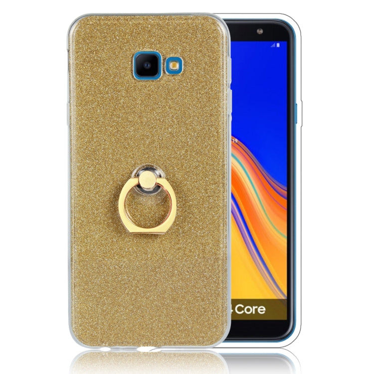 Glittery Powder Shockproof TPU Case for Galaxy J4 Core, with 360 Degree Rotation Ring Holder