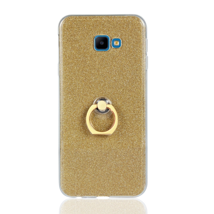 Glittery Powder Shockproof TPU Case for Galaxy J4 Core, with 360 Degree Rotation Ring Holder
