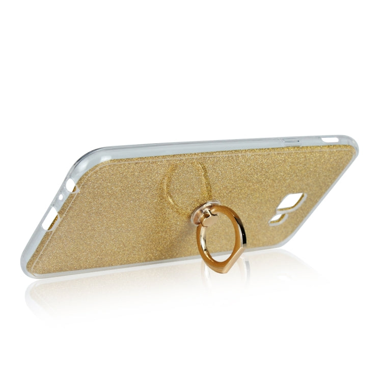 Glittery Powder Shockproof TPU Case for Galaxy J4 Core, with 360 Degree Rotation Ring Holder