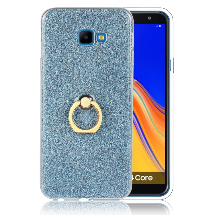 Glittery Powder Shockproof TPU Case for Galaxy J4 Core, with 360 Degree Rotation Ring Holder
