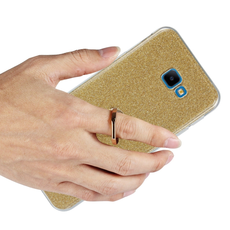 Glittery Powder Shockproof TPU Case for Galaxy J4 Core, with 360 Degree Rotation Ring Holder