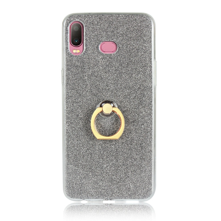 Glittery Powder Shockproof TPU Case for Galaxy A6s, with 360 Degree Rotation Ring Holder