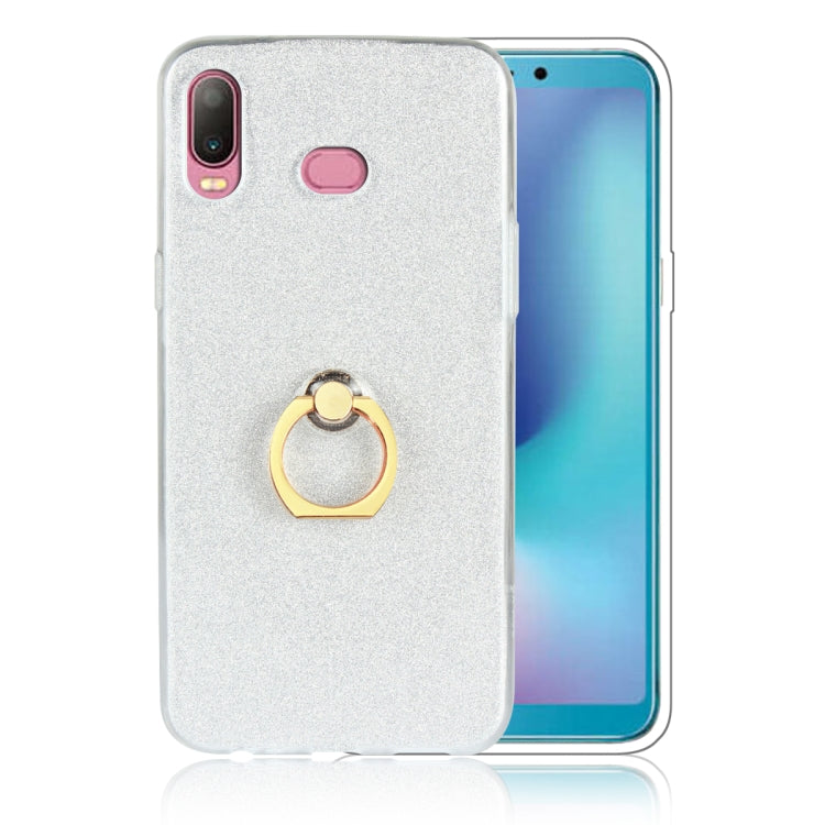 Glittery Powder Shockproof TPU Case for Galaxy A6s, with 360 Degree Rotation Ring Holder