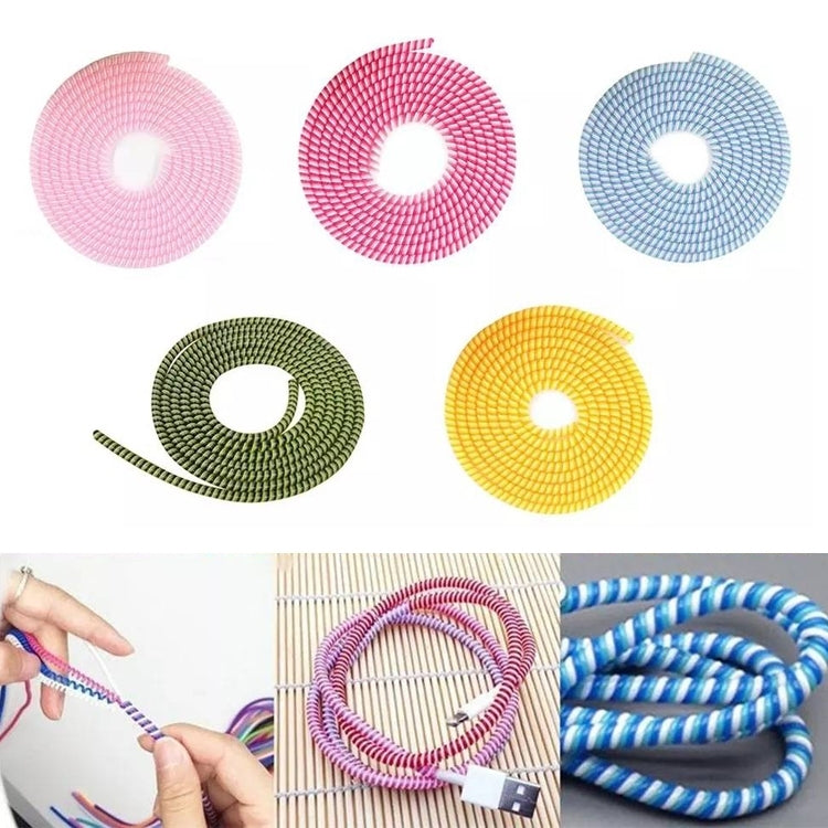 Universal Three-color Data Cable Protection Rope Spring Cable Winder, Length: 1.4m, Random Color Delivery