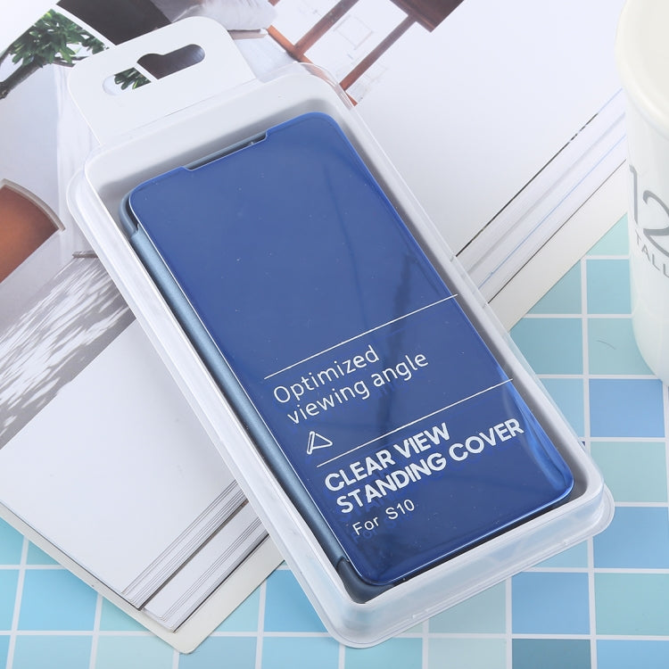 PU Electroplating Mirror Horizontal Flip Leather Case for Galaxy S10, with Holder
