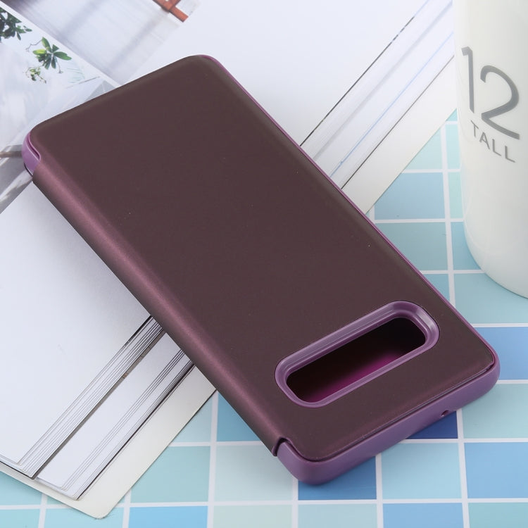 PU Electroplating Mirror Horizontal Flip Leather Case for Galaxy S10, with Holder