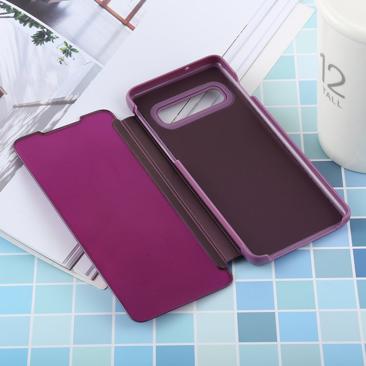 PU Electroplating Mirror Horizontal Flip Leather Case for Galaxy S10, with Holder