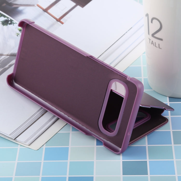 PU Electroplating Mirror Horizontal Flip Leather Case for Galaxy S10, with Holder