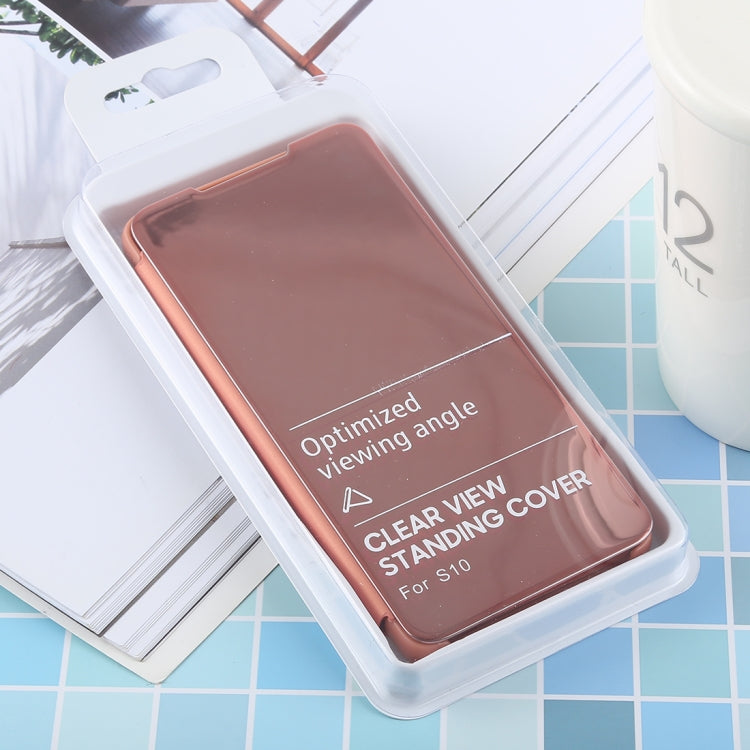 PU Electroplating Mirror Horizontal Flip Leather Case for Galaxy S10, with Holder