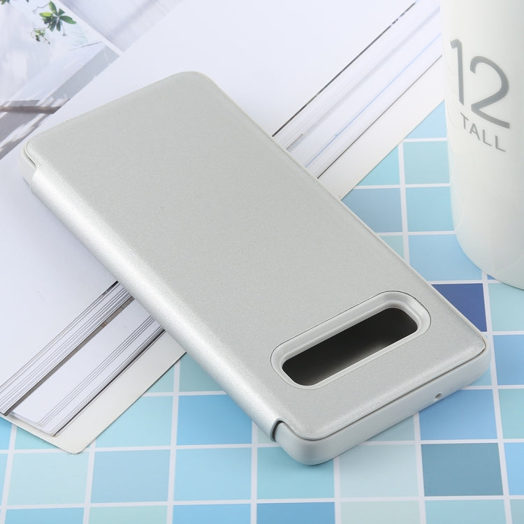 PU Electroplating Mirror Horizontal Flip Leather Case for Galaxy S10, with Holder